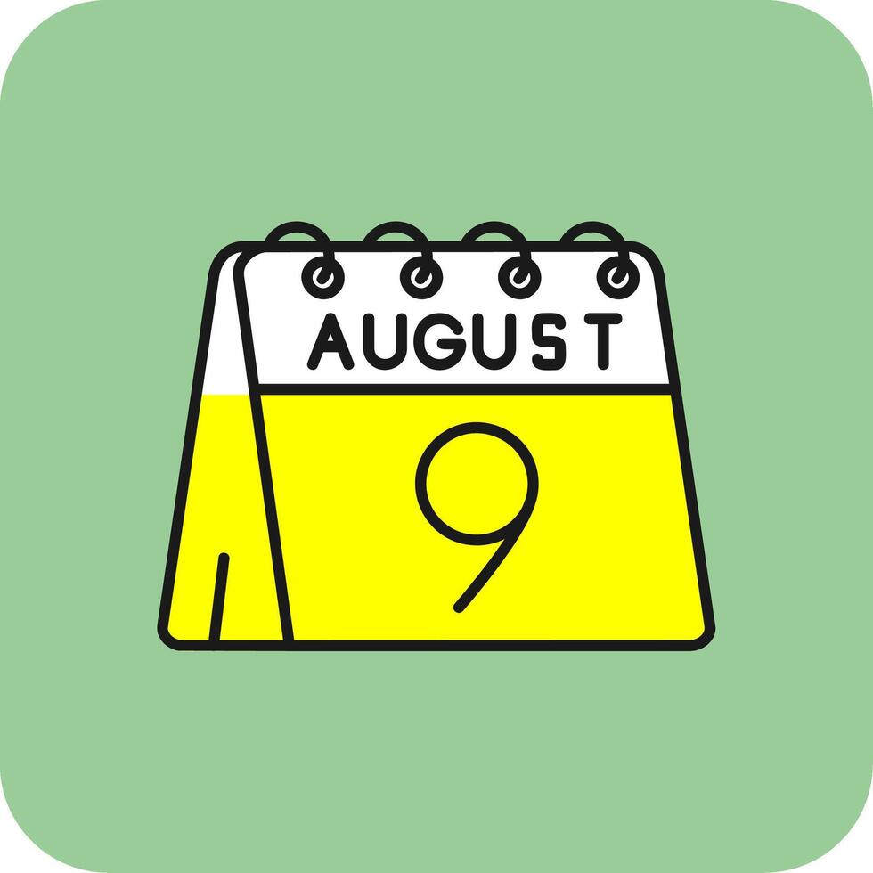 9 ° di agosto pieno giallo icona vettore