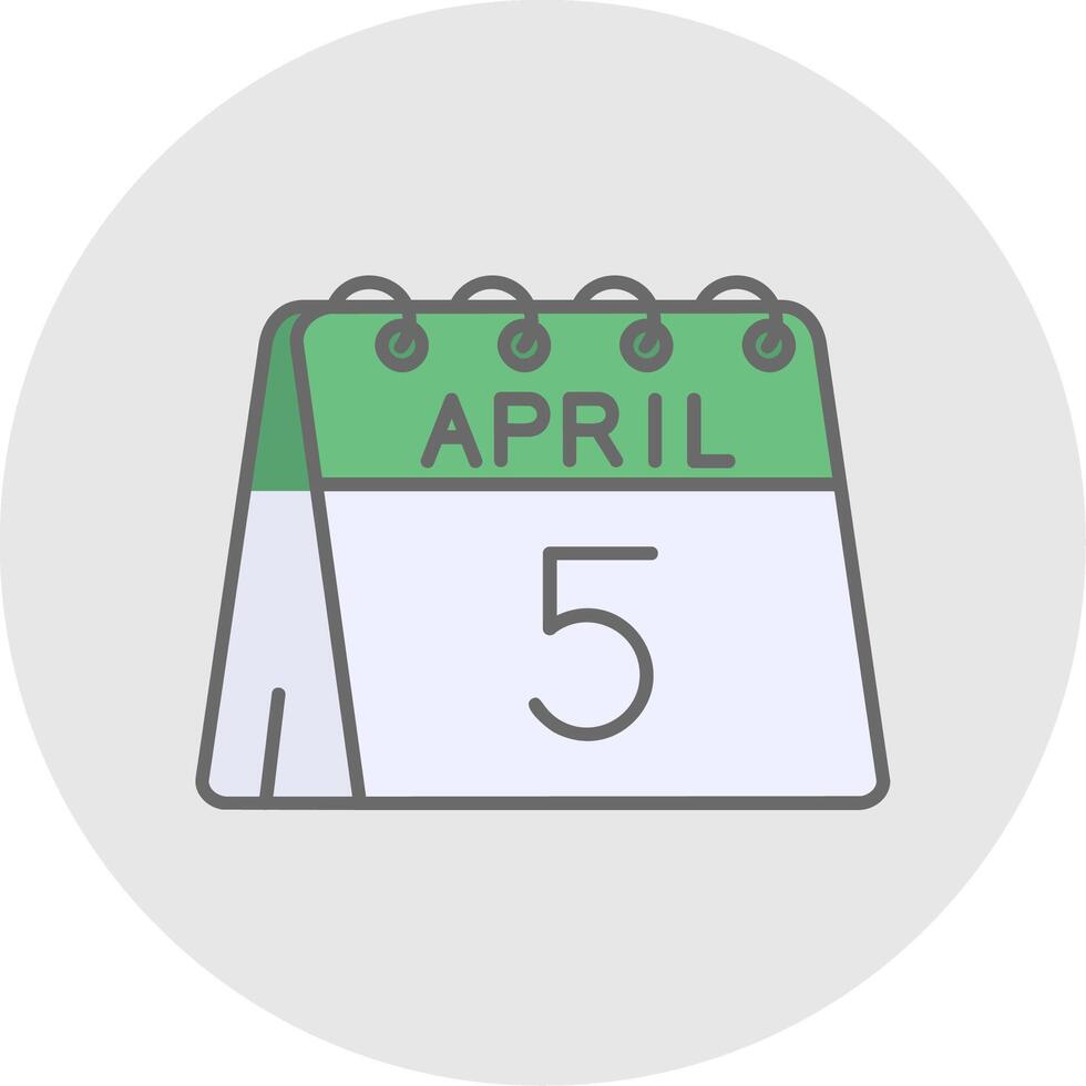 5 ° di aprile linea pieno leggero cerchio icona vettore