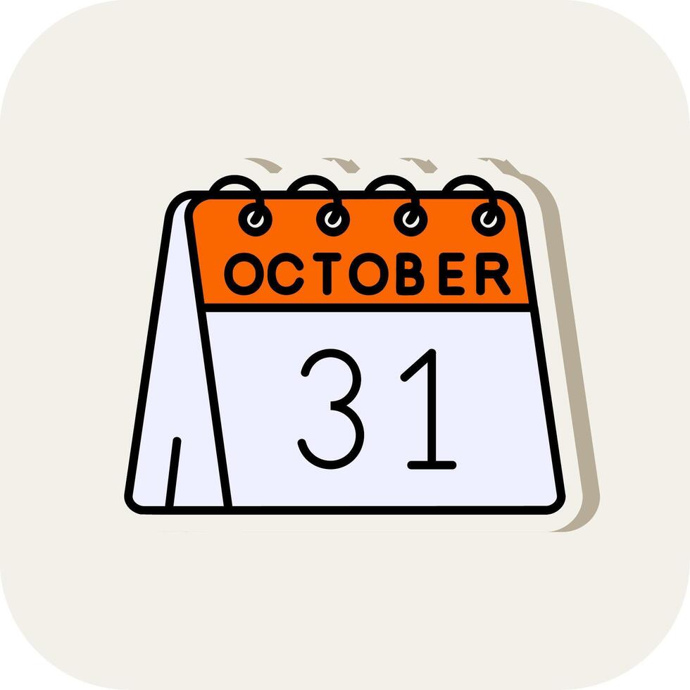 31st di ottobre linea pieno bianca ombra icona vettore