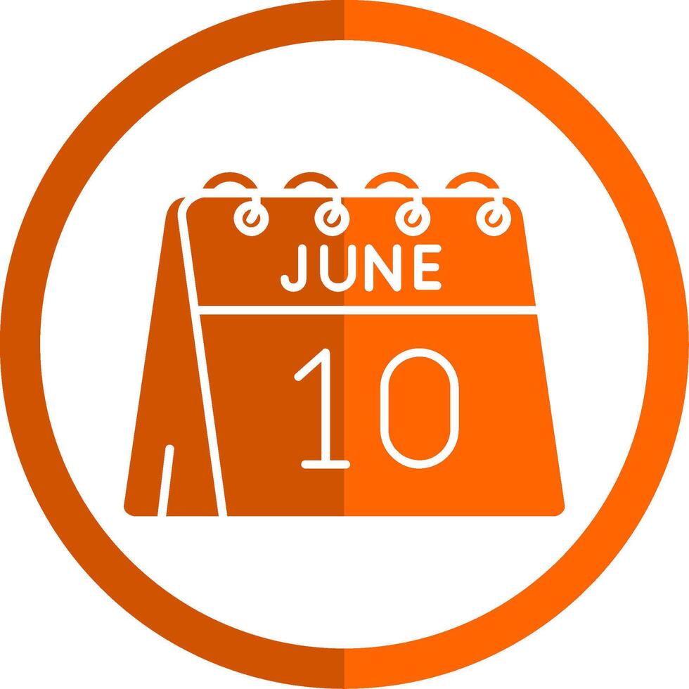 10 ° di giugno glifo arancia cerchio icona vettore
