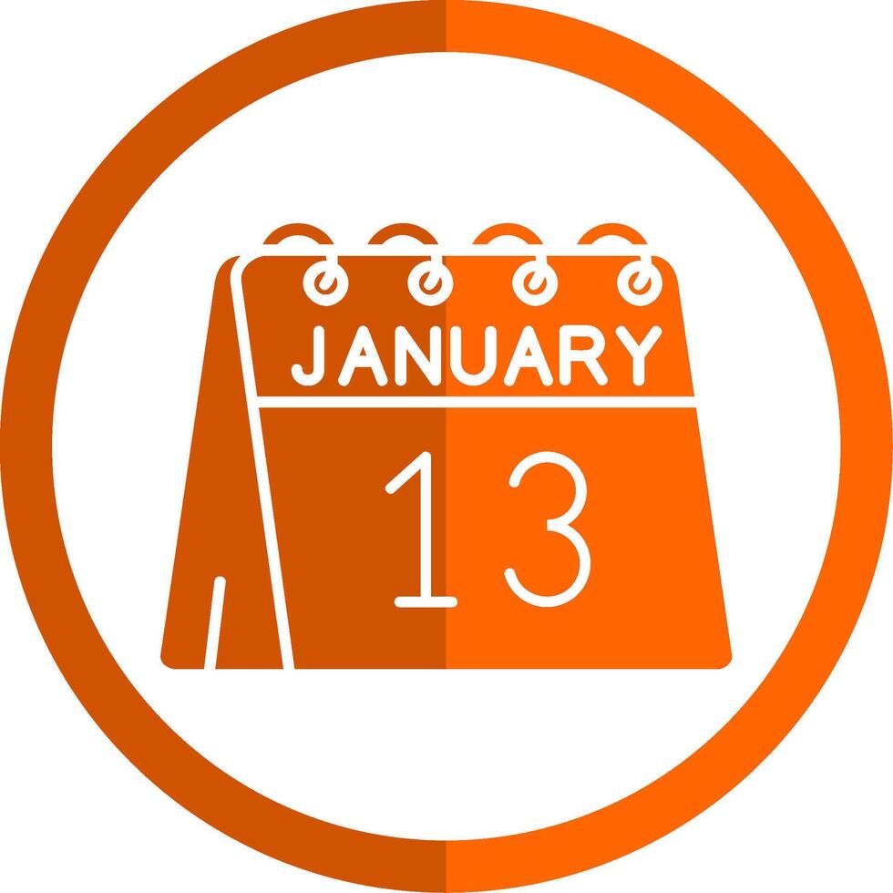 13 ° di gennaio glifo arancia cerchio icona vettore