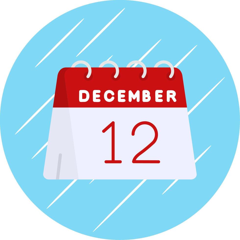 12 ° di dicembre piatto blu cerchio icona vettore