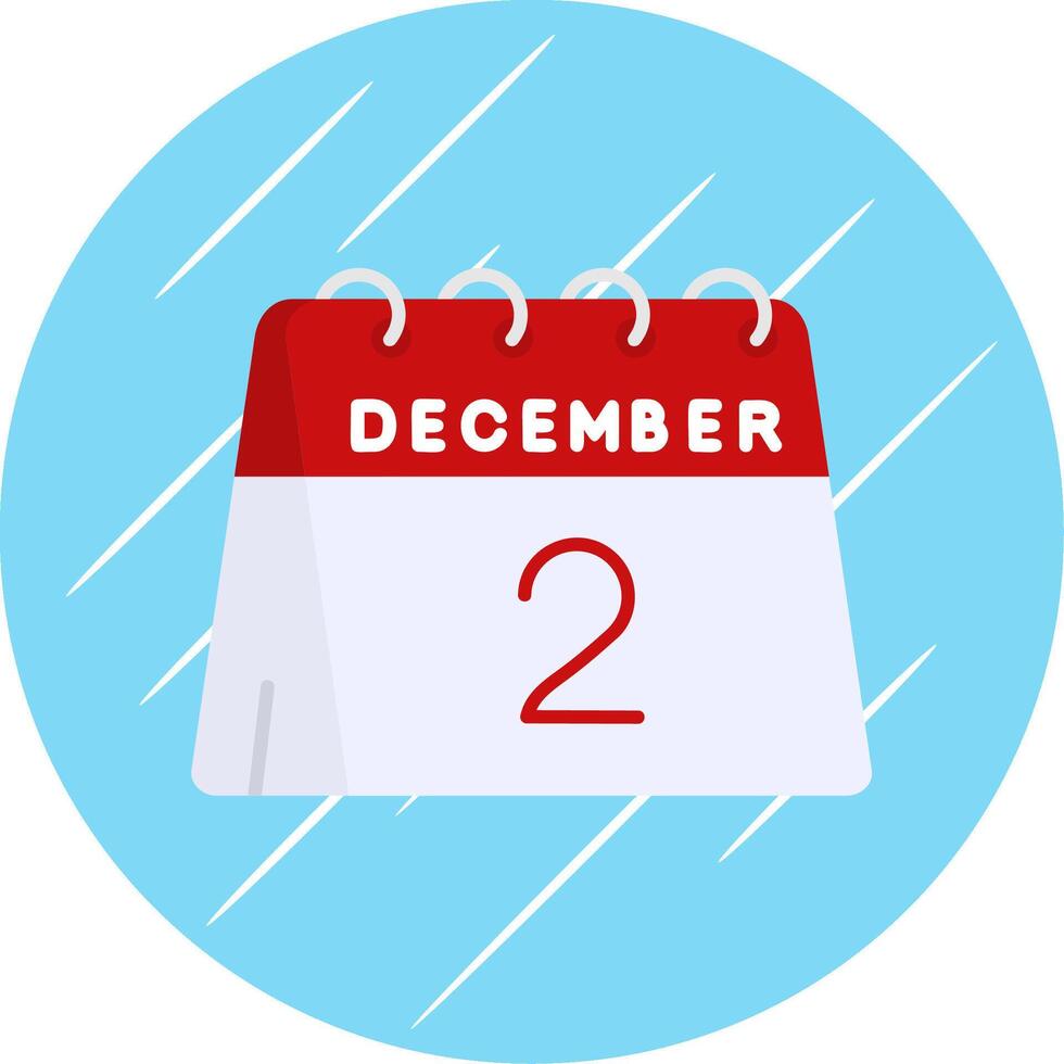 2 ° di dicembre piatto blu cerchio icona vettore