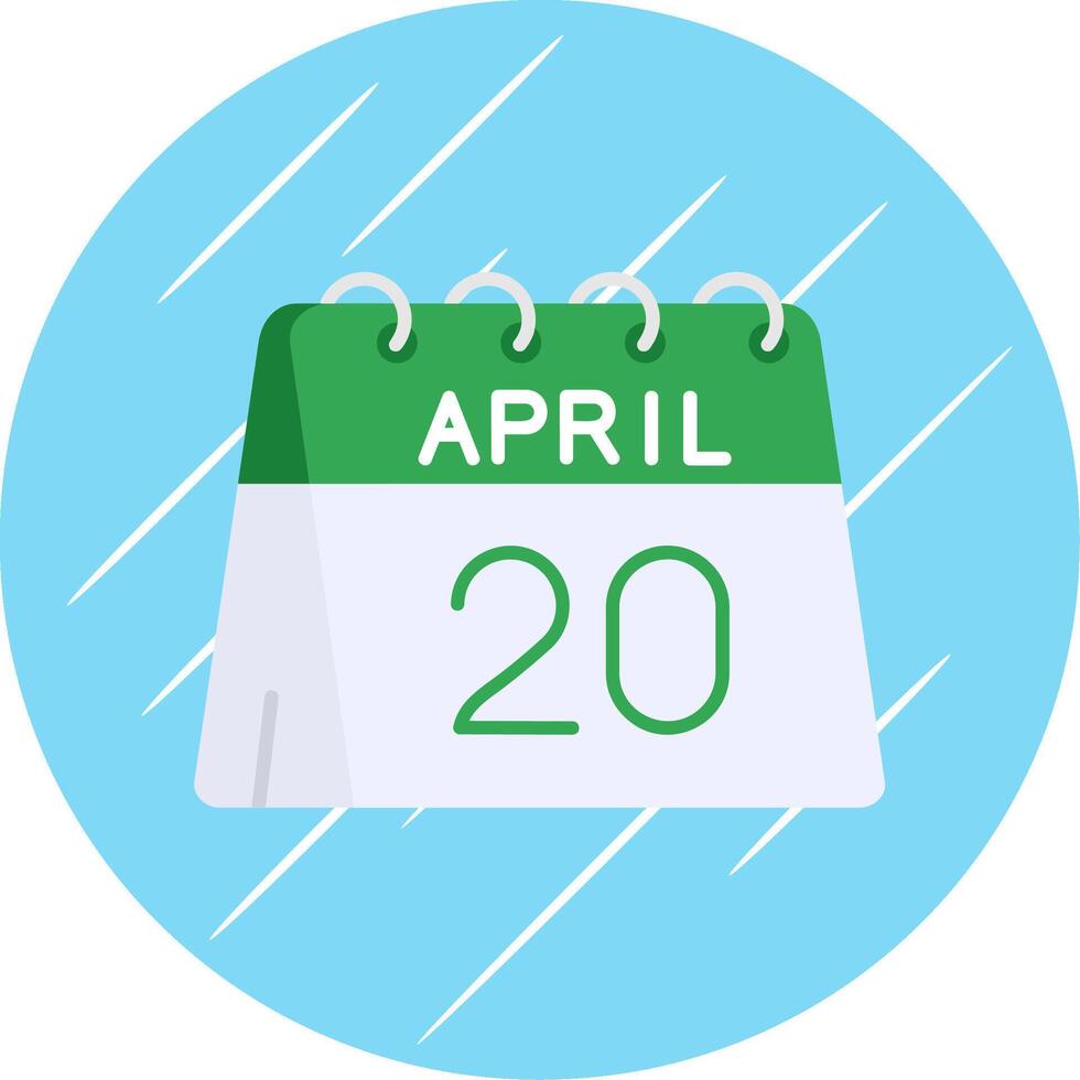 20 di aprile piatto blu cerchio icona vettore