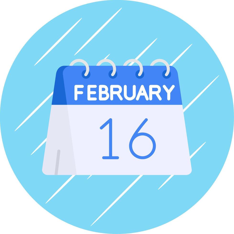 16 ° di febbraio piatto blu cerchio icona vettore