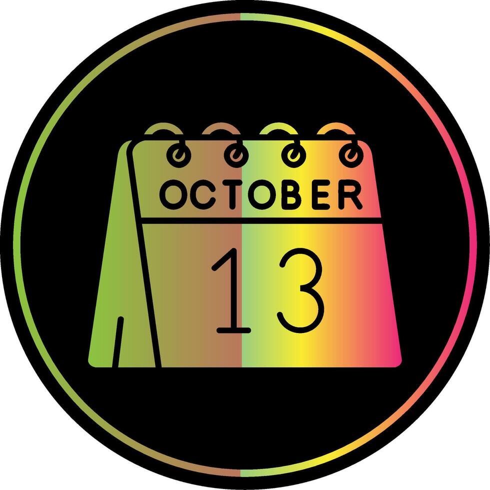 13 ° di ottobre glifo dovuto colore icona vettore