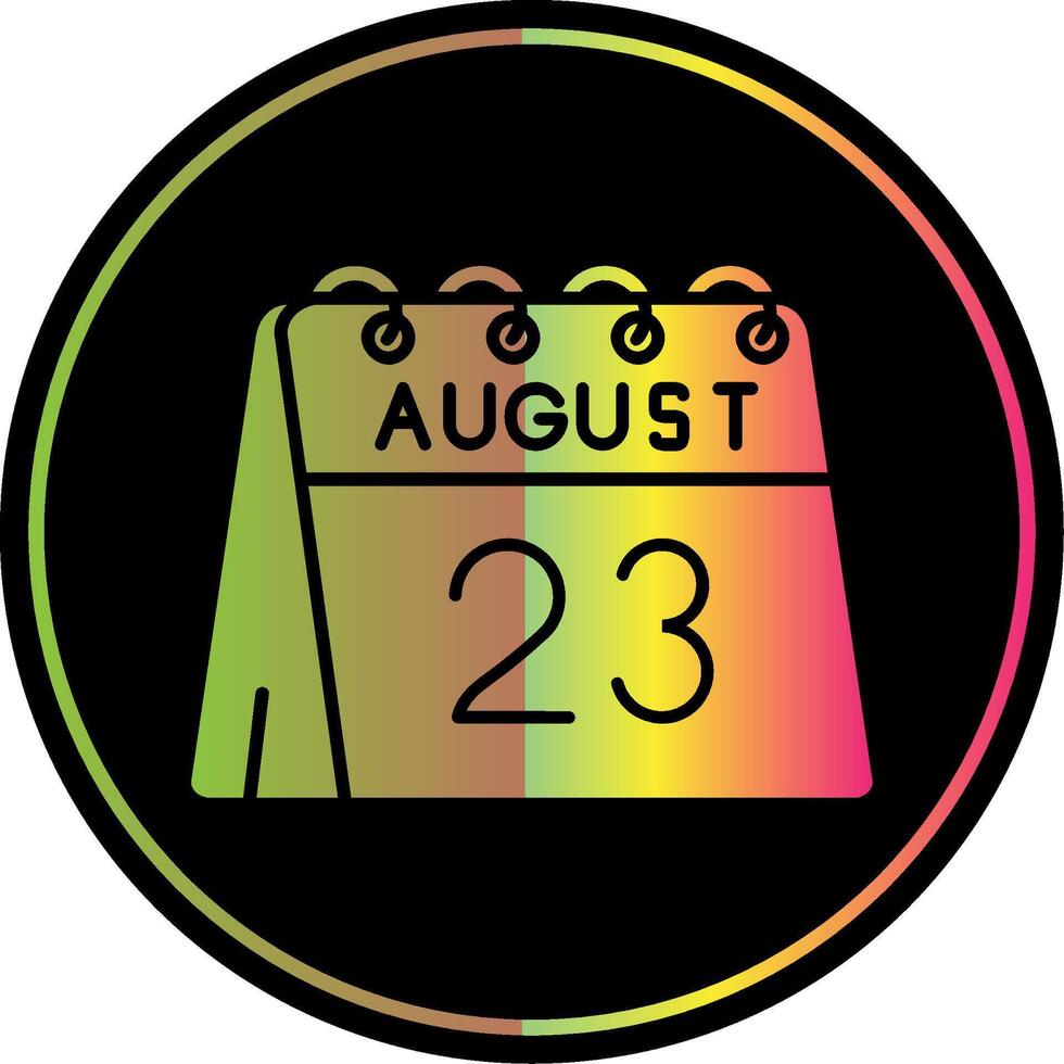 23 di agosto glifo dovuto colore icona vettore