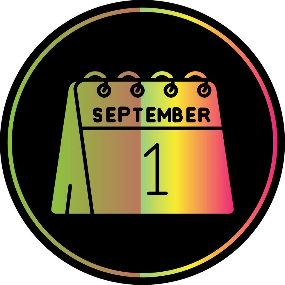 1 ° di settembre glifo dovuto colore icona vettore