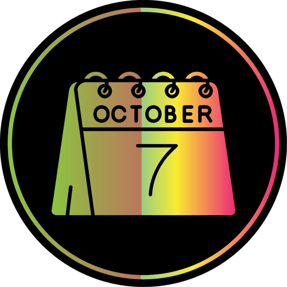 7 ° di ottobre glifo dovuto colore icona vettore
