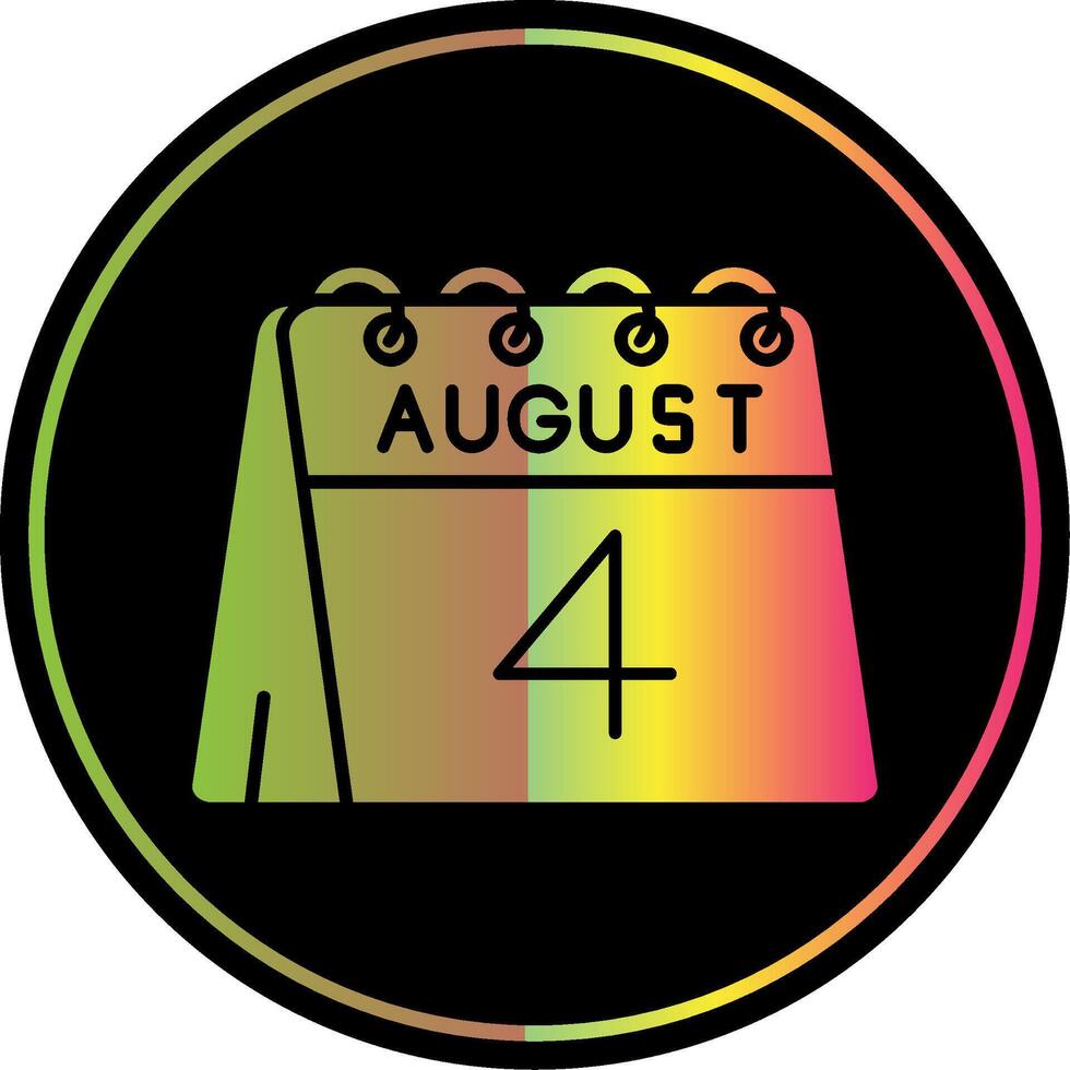 4 ° di agosto glifo dovuto colore icona vettore