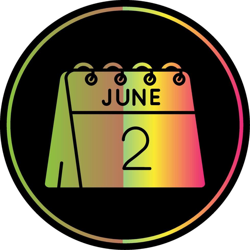 2 ° di giugno glifo dovuto colore icona vettore