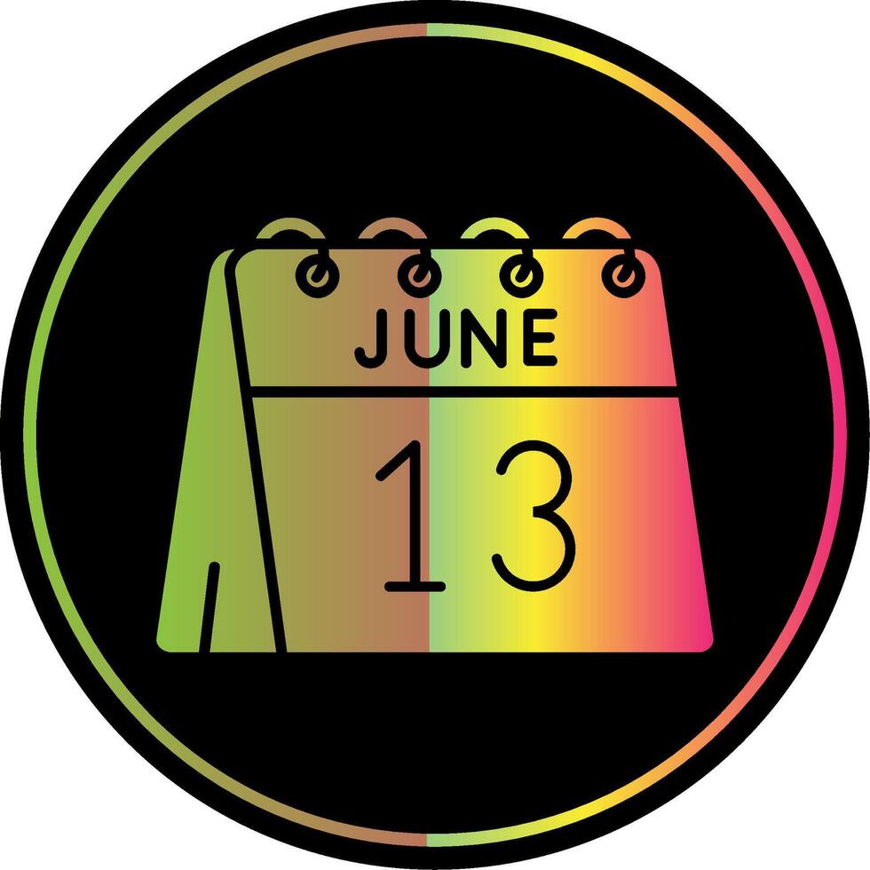 13 ° di giugno glifo dovuto colore icona vettore