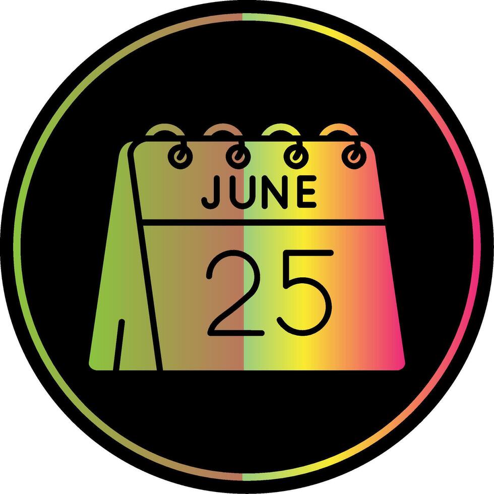 25 di giugno glifo dovuto colore icona vettore
