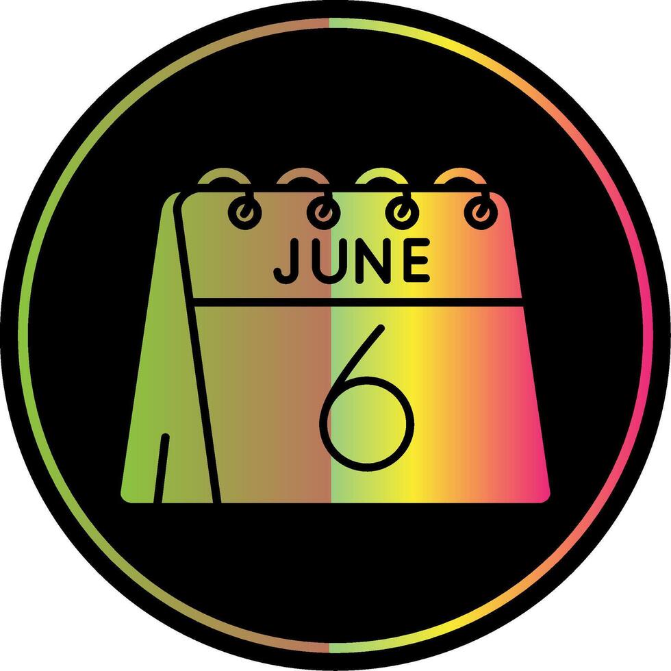 6 ° di giugno glifo dovuto colore icona vettore