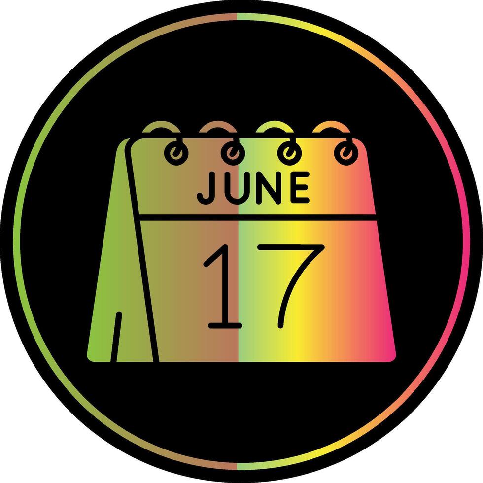 17 ° di giugno glifo dovuto colore icona vettore
