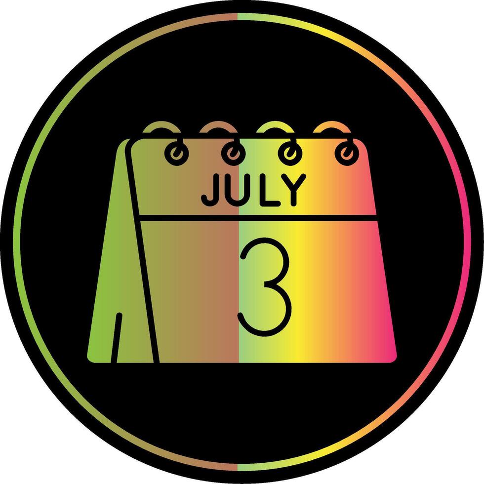 3 ° di luglio glifo dovuto colore icona vettore