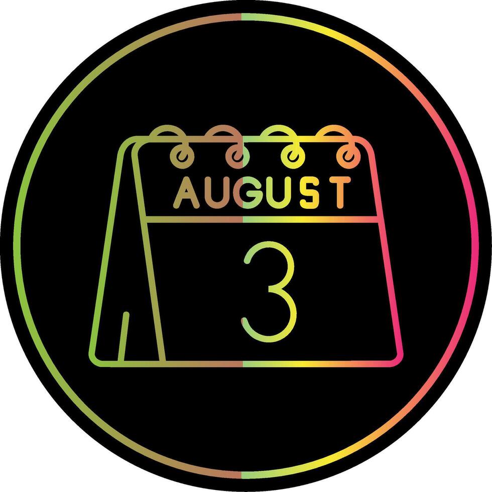 3 ° di agosto linea pendenza dovuto colore icona vettore