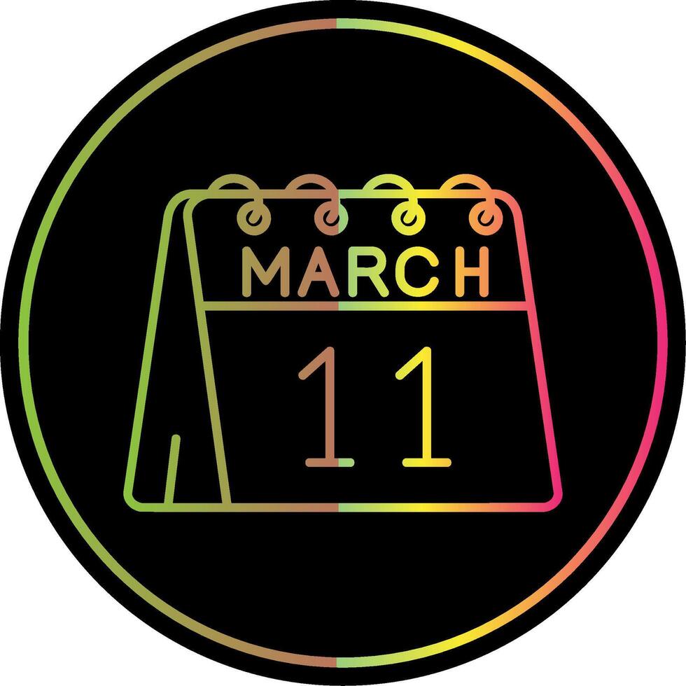 11 ° di marzo linea pendenza dovuto colore icona vettore
