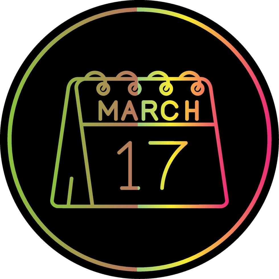 17 ° di marzo linea pendenza dovuto colore icona vettore