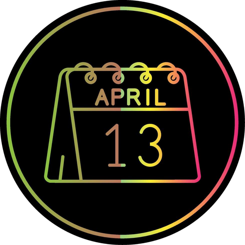 13 ° di aprile linea pendenza dovuto colore icona vettore