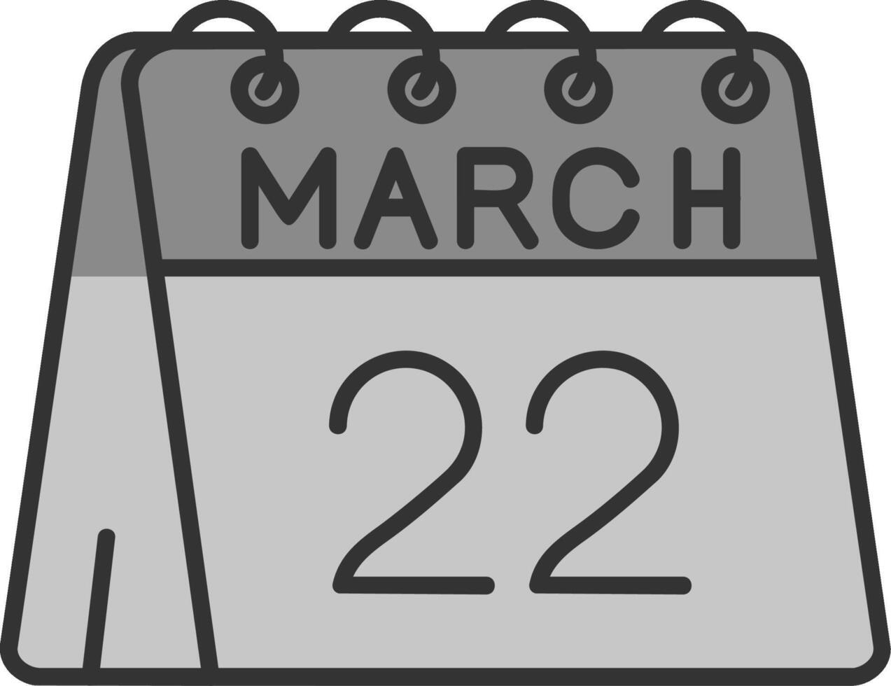 22 di marzo linea pieno in scala di grigi icona vettore