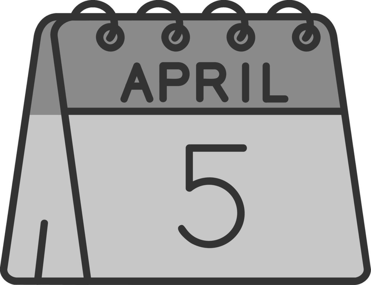 5 ° di aprile linea pieno in scala di grigi icona vettore
