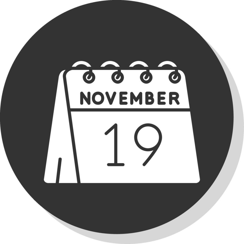 19 di novembre glifo grigio cerchio icona vettore