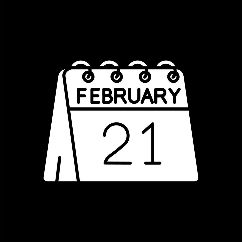 21 di febbraio glifo rovesciato icona vettore