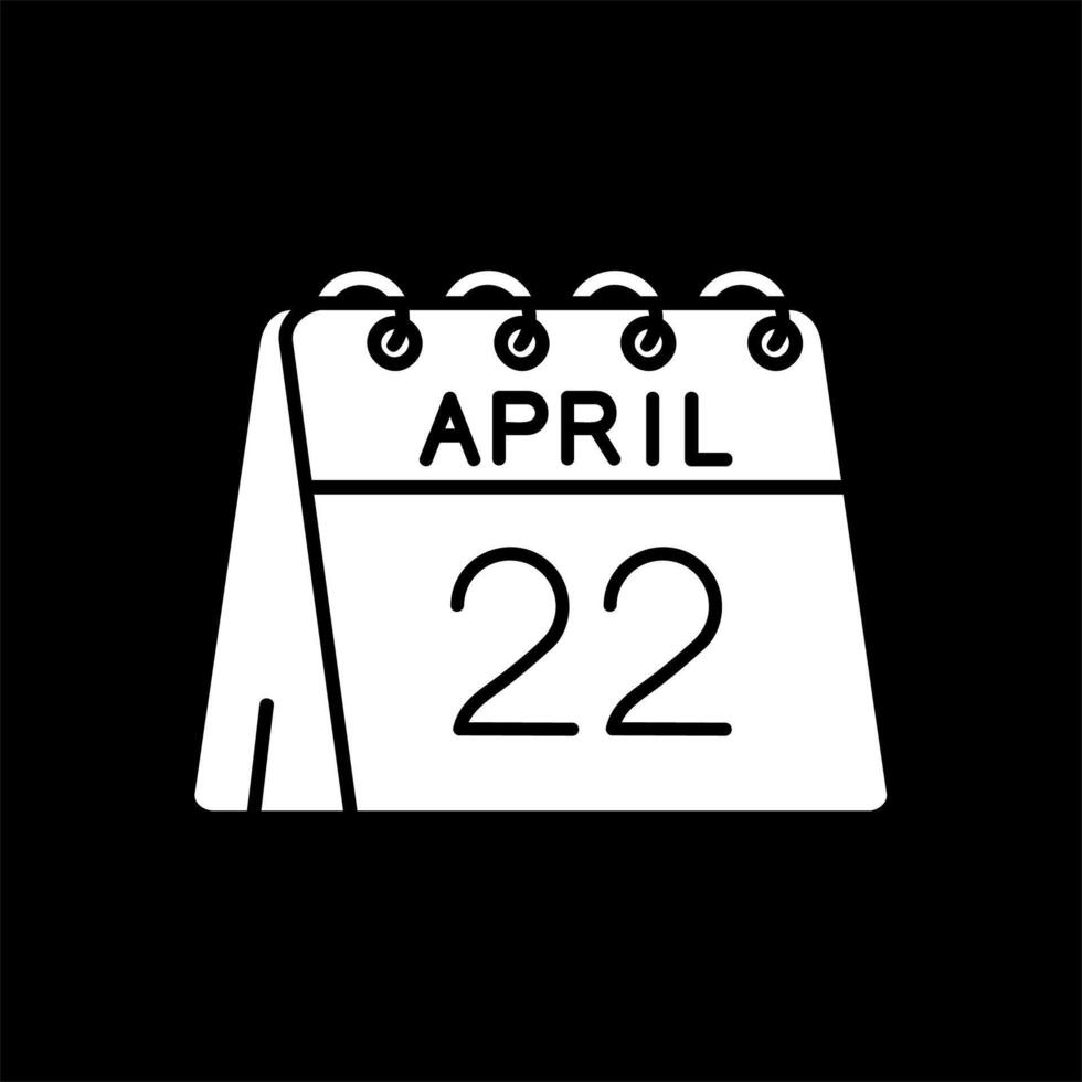 22 di aprile glifo rovesciato icona vettore