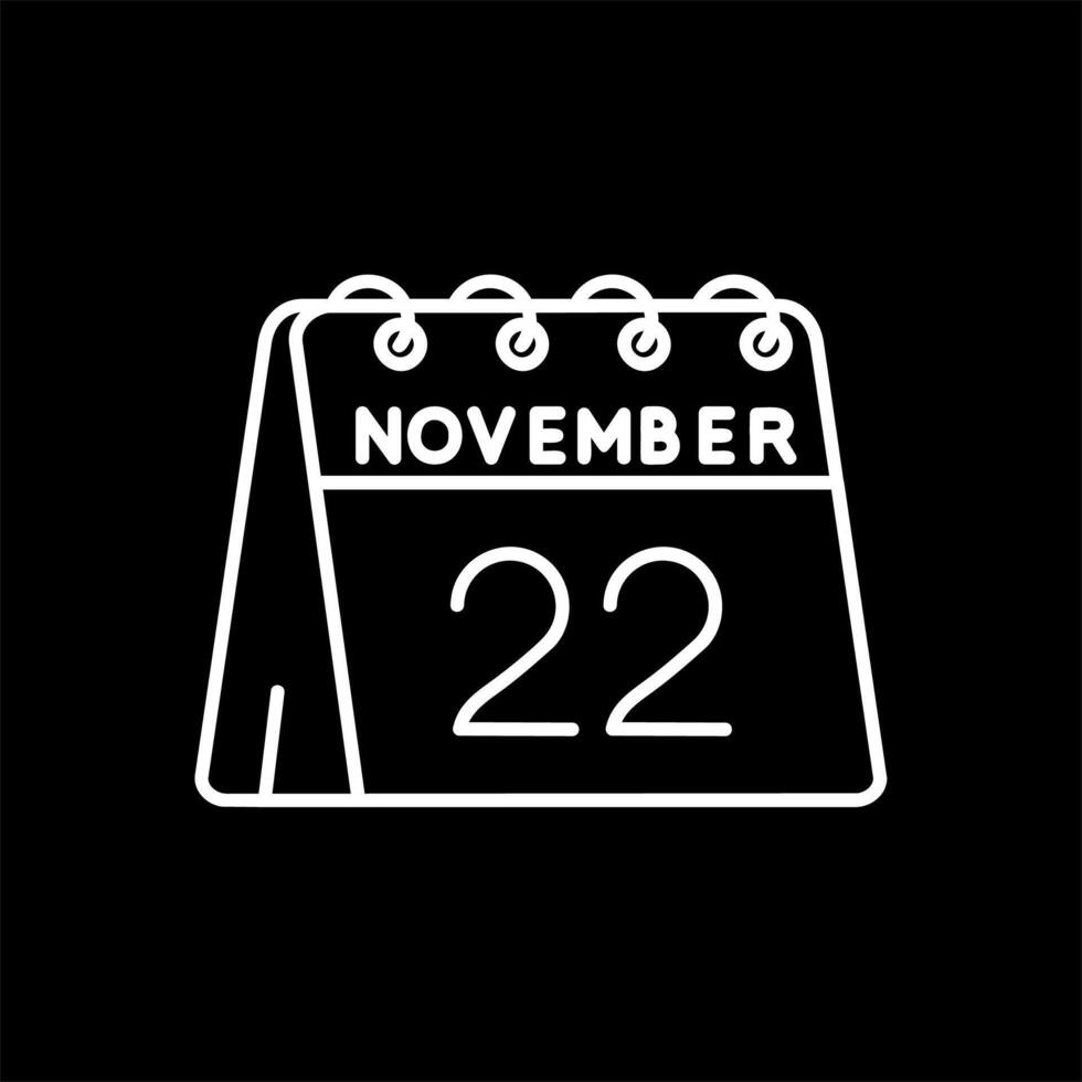 22 di novembre linea rovesciato icona vettore
