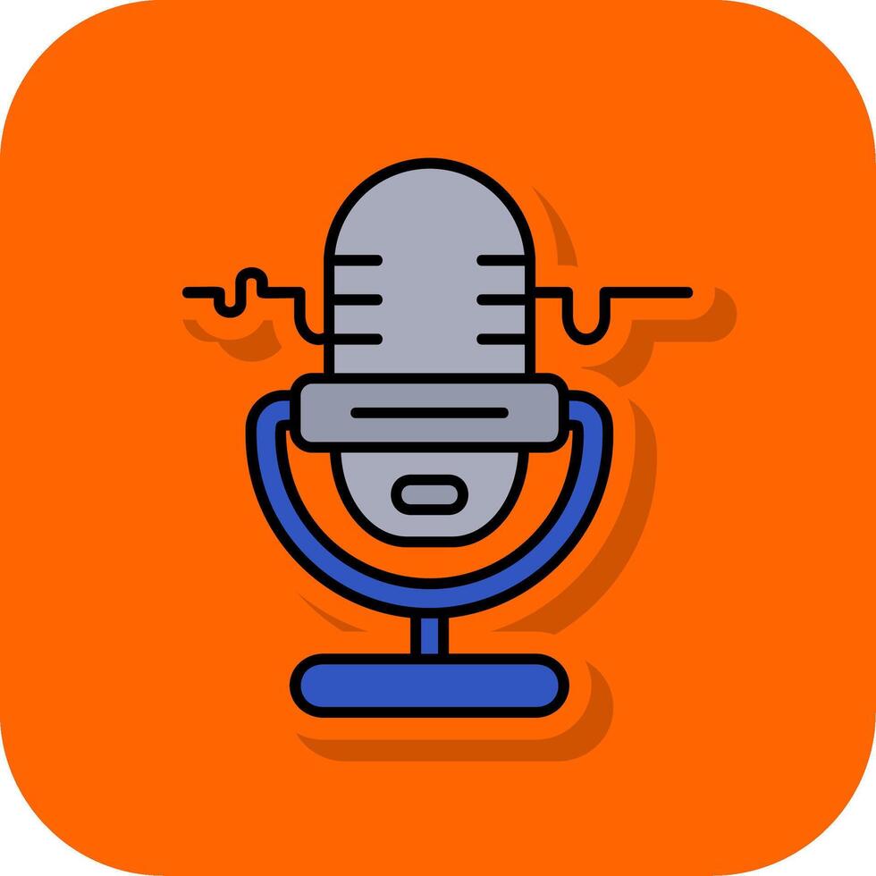 microfono pieno arancia sfondo icona vettore