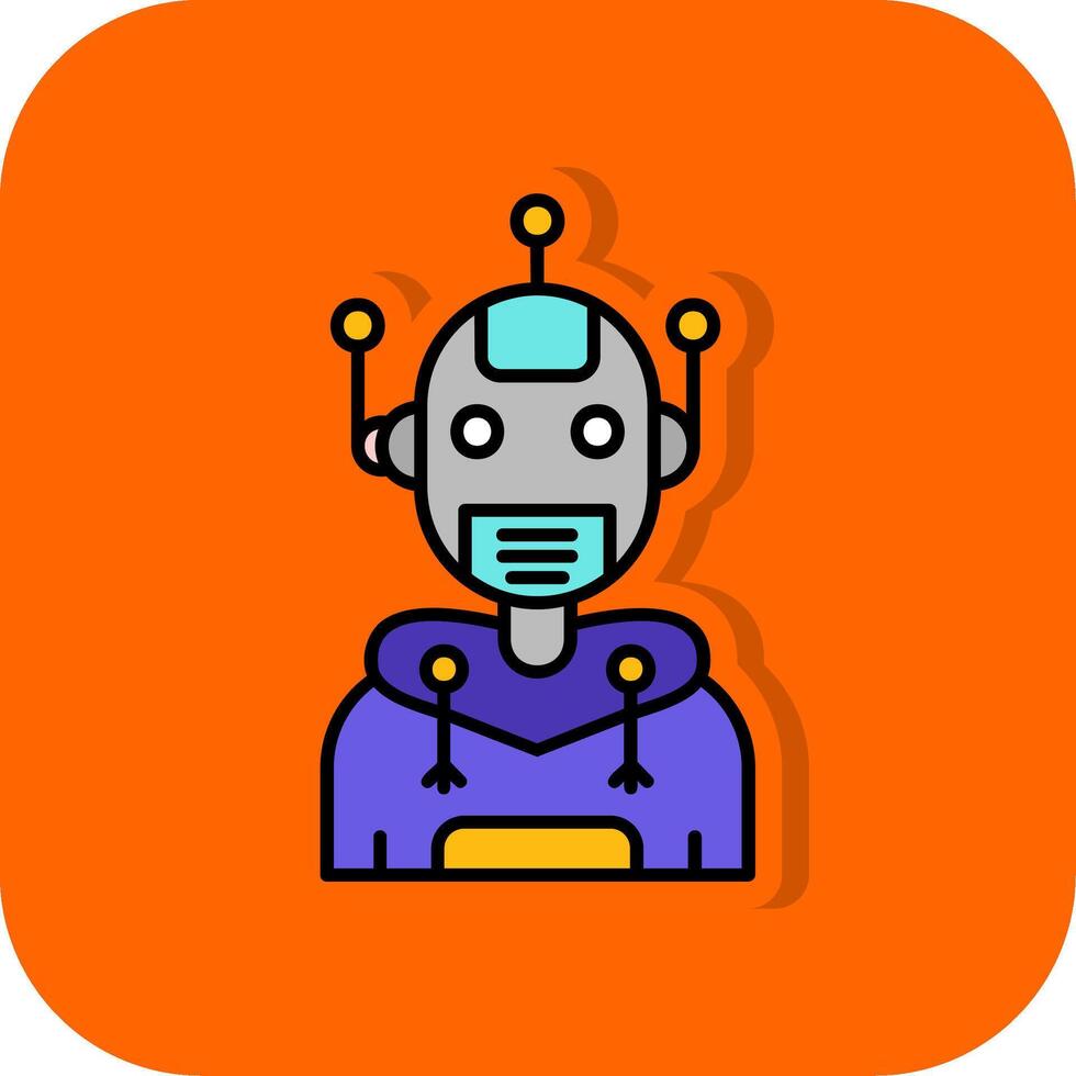 robot pieno arancia sfondo icona vettore