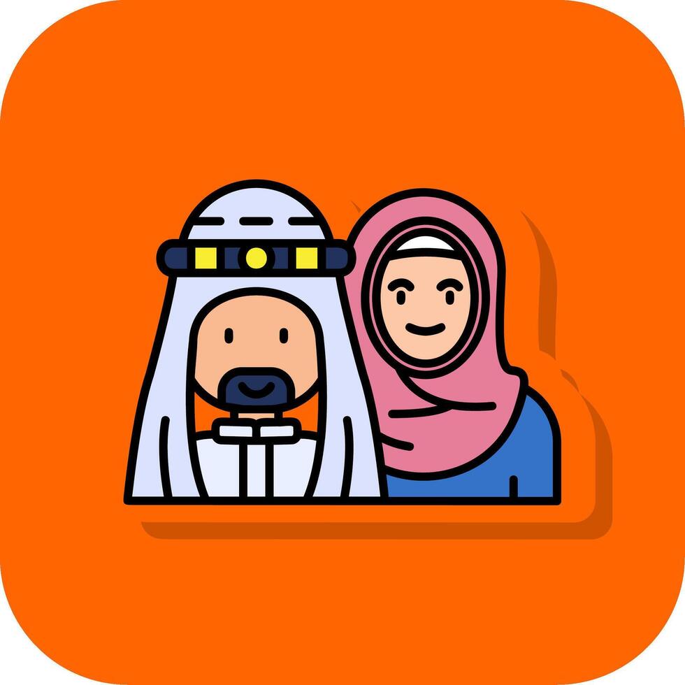 musulmano pieno arancia sfondo icona vettore