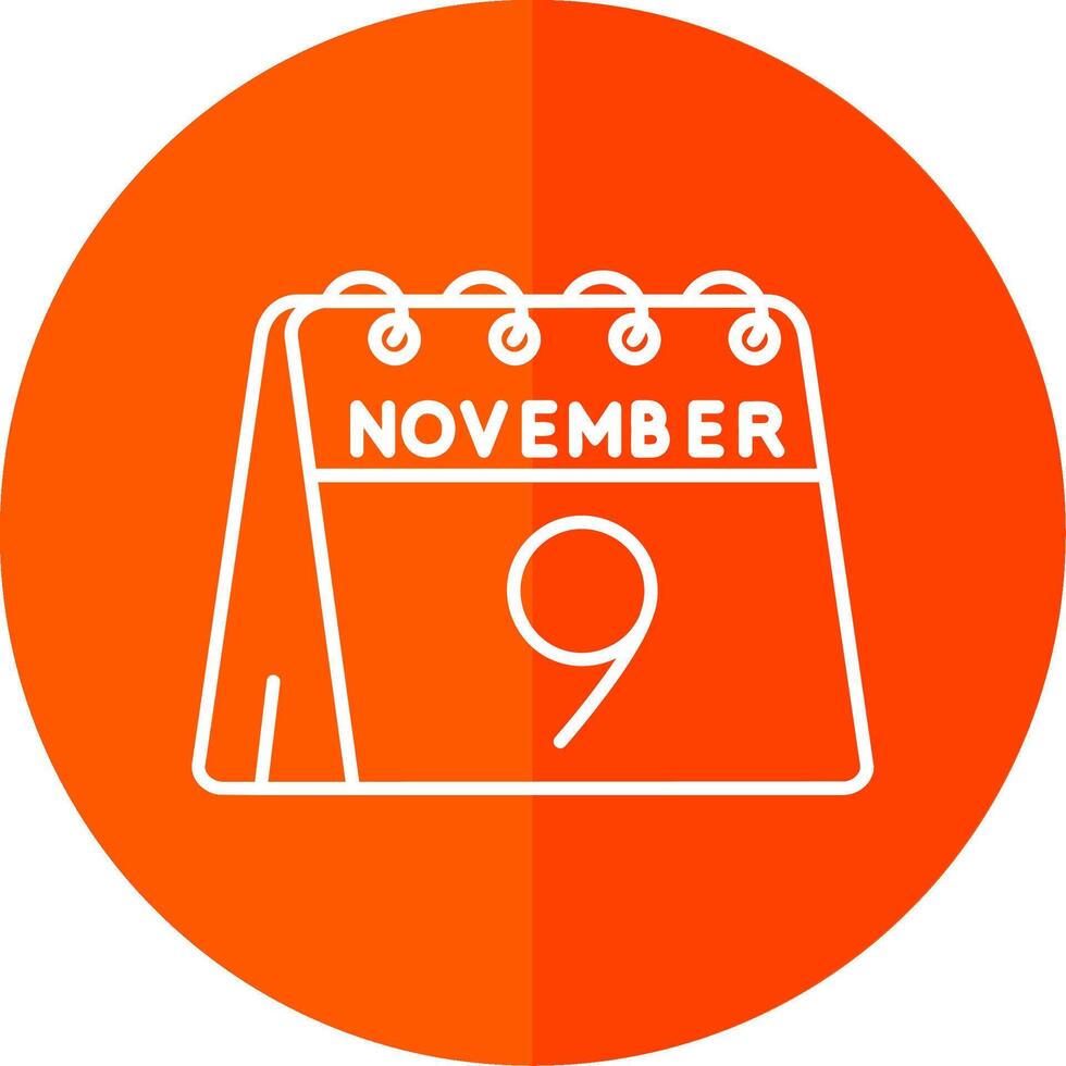 9 ° di novembre linea rosso cerchio icona vettore