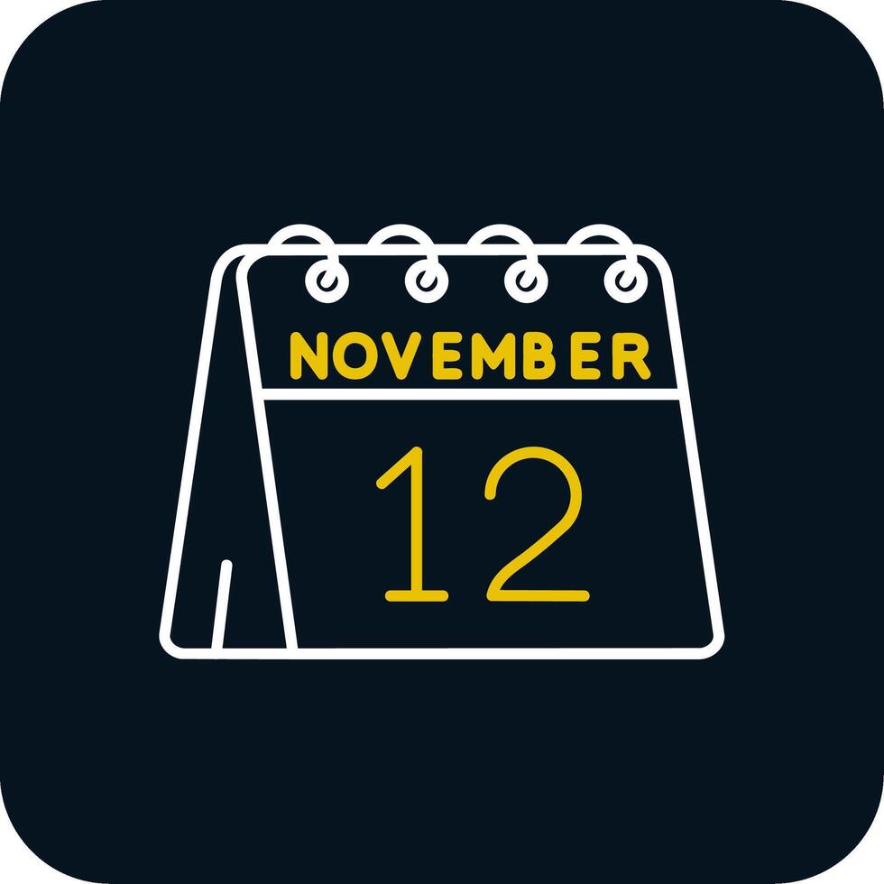 12 ° di novembre linea giallo bianca icona vettore