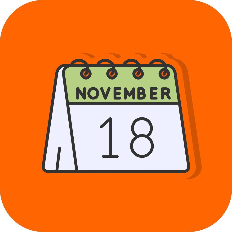 18 ° di novembre pieno arancia sfondo icona vettore
