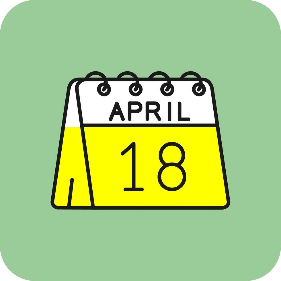 18 ° di aprile pieno giallo icona vettore