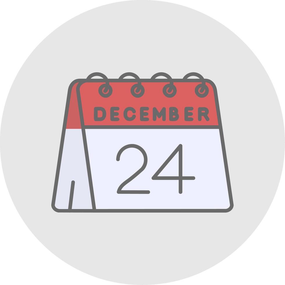 24 di dicembre linea pieno leggero cerchio icona vettore