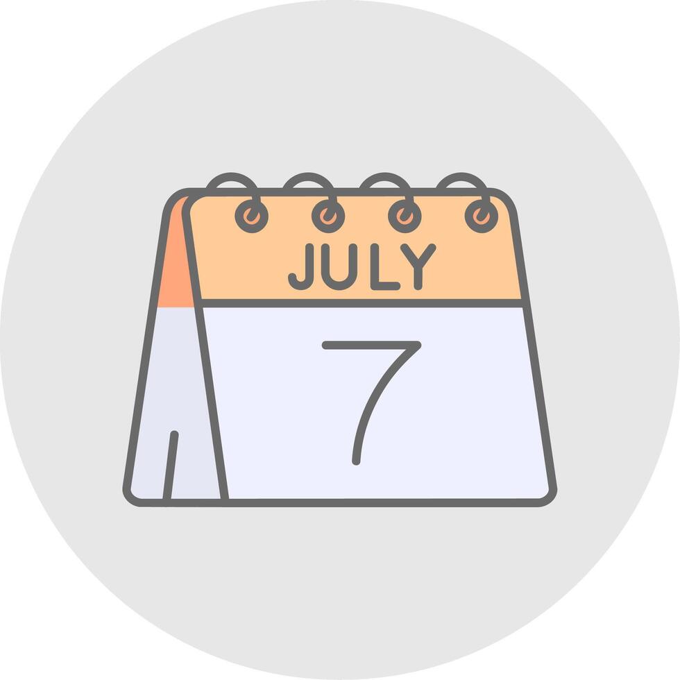 7 ° di luglio linea pieno leggero cerchio icona vettore