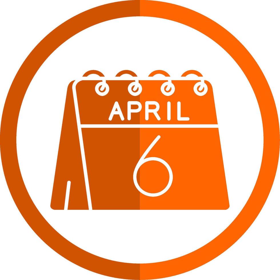 6 ° di aprile glifo arancia cerchio icona vettore