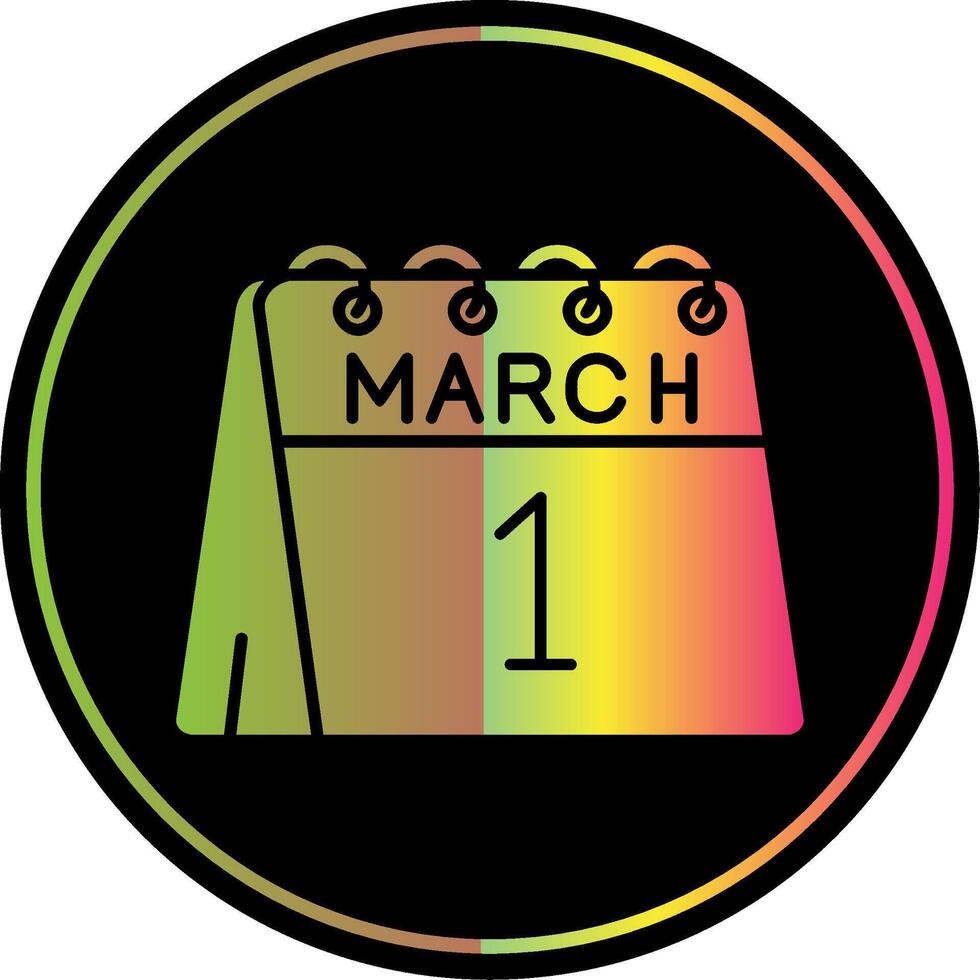 1 ° di marzo glifo dovuto colore icona vettore