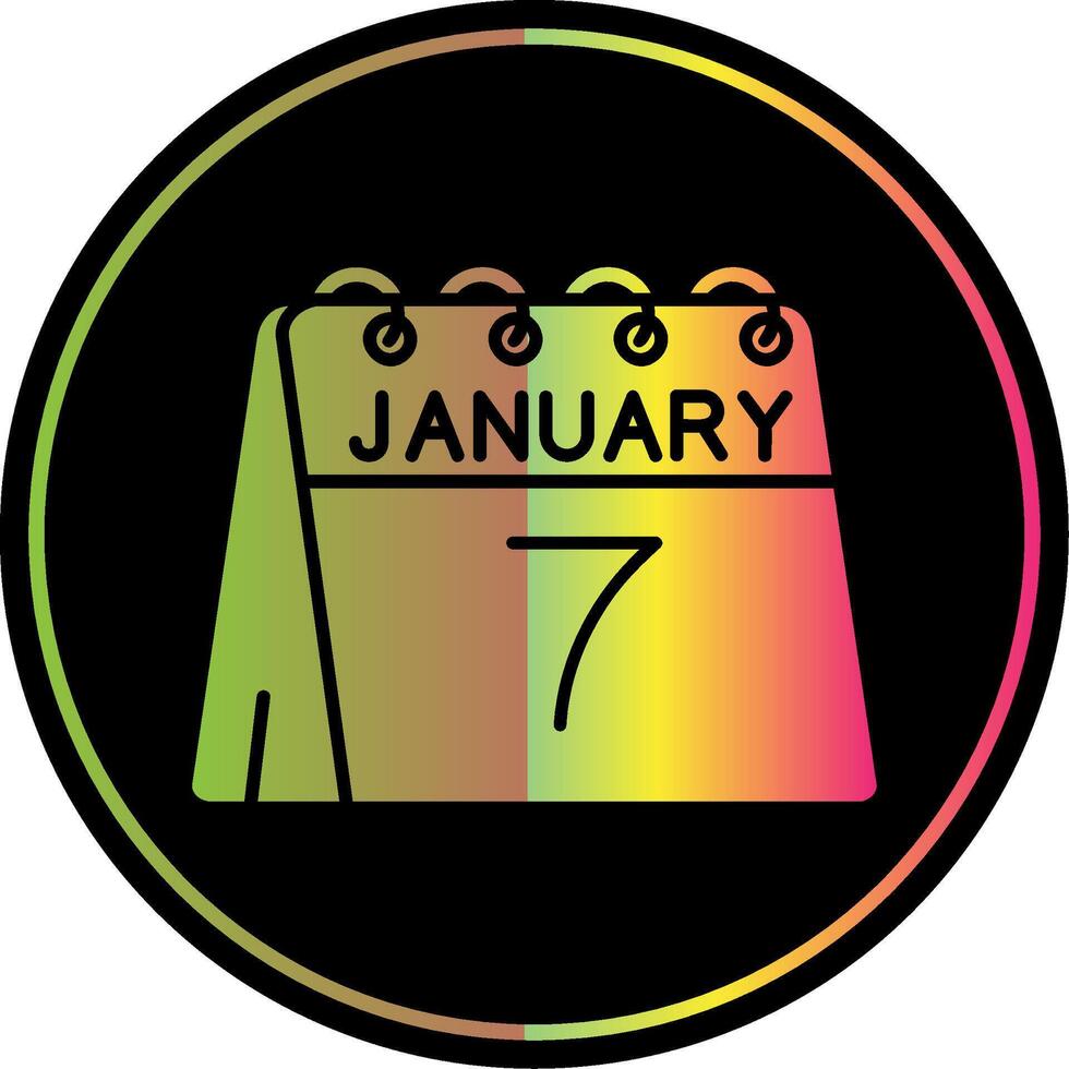 7 ° di gennaio glifo dovuto colore icona vettore