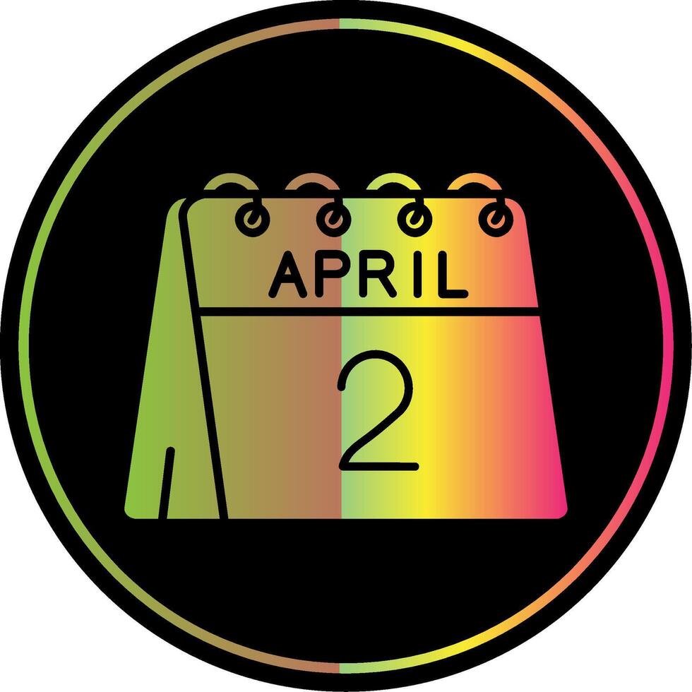 2 ° di aprile glifo dovuto colore icona vettore