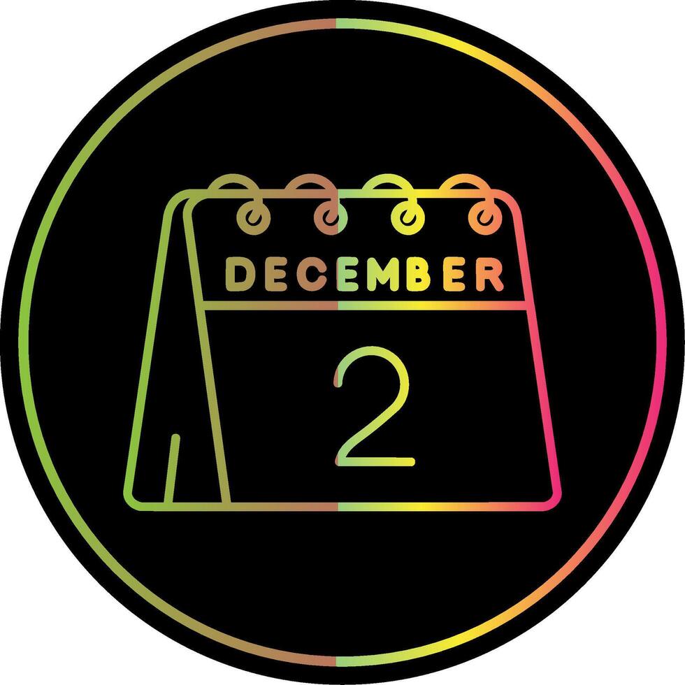 2 ° di dicembre linea pendenza dovuto colore icona vettore