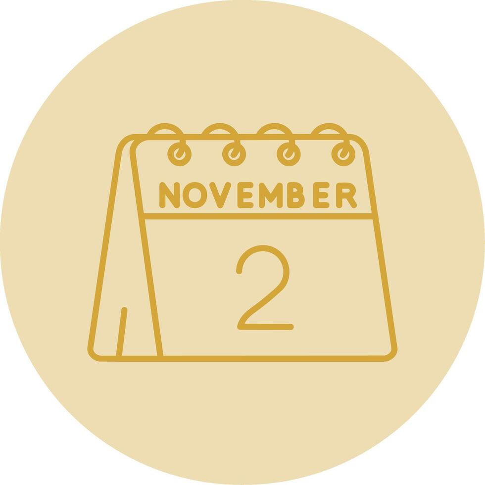 2 ° di novembre linea giallo cerchio icona vettore