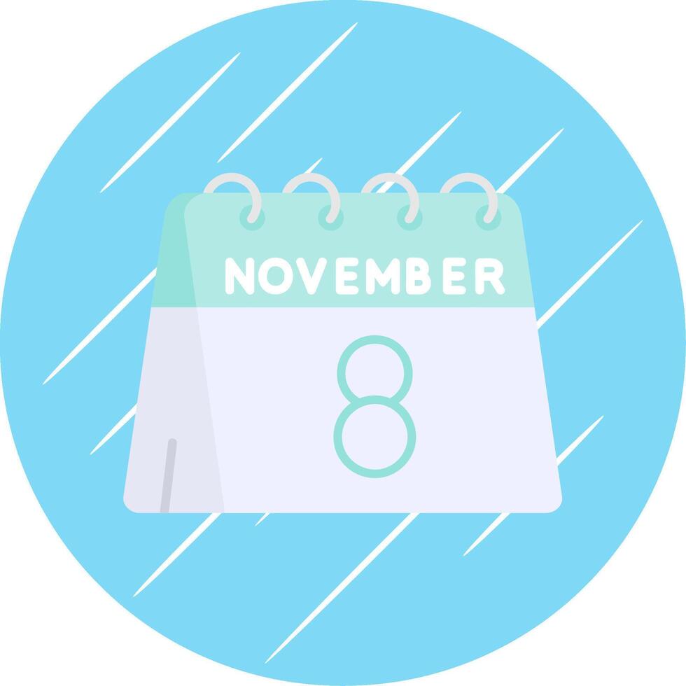 8 ° di novembre piatto blu cerchio icona vettore