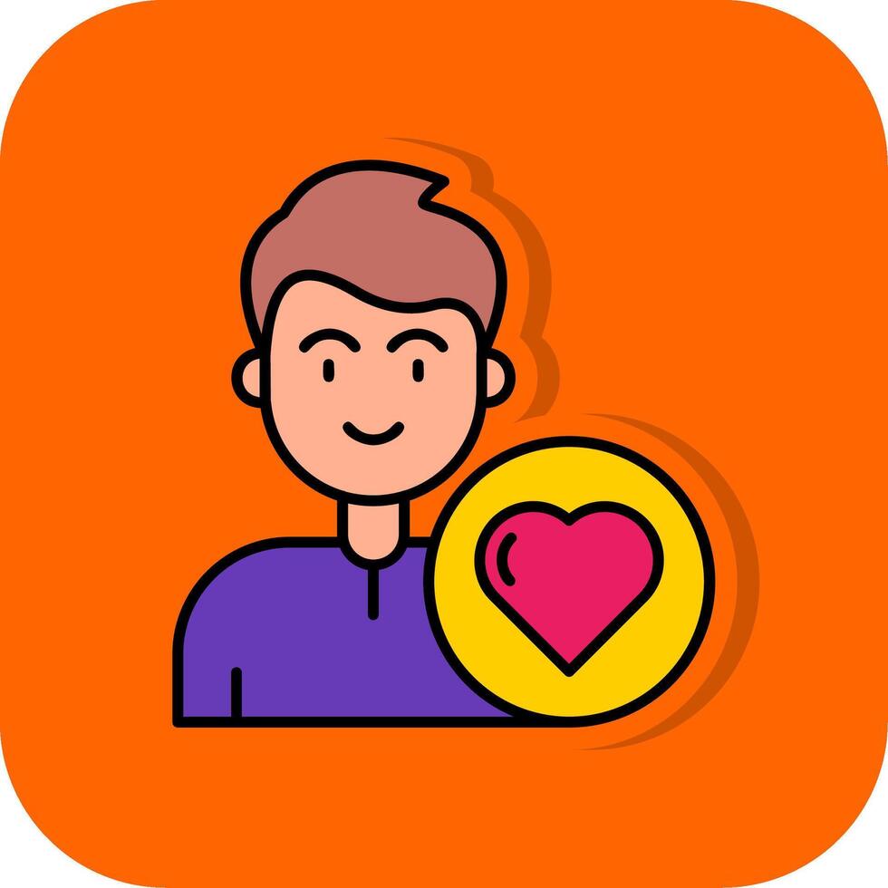 cuore pieno arancia sfondo icona vettore