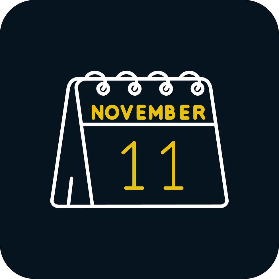 11 ° di novembre linea giallo bianca icona vettore
