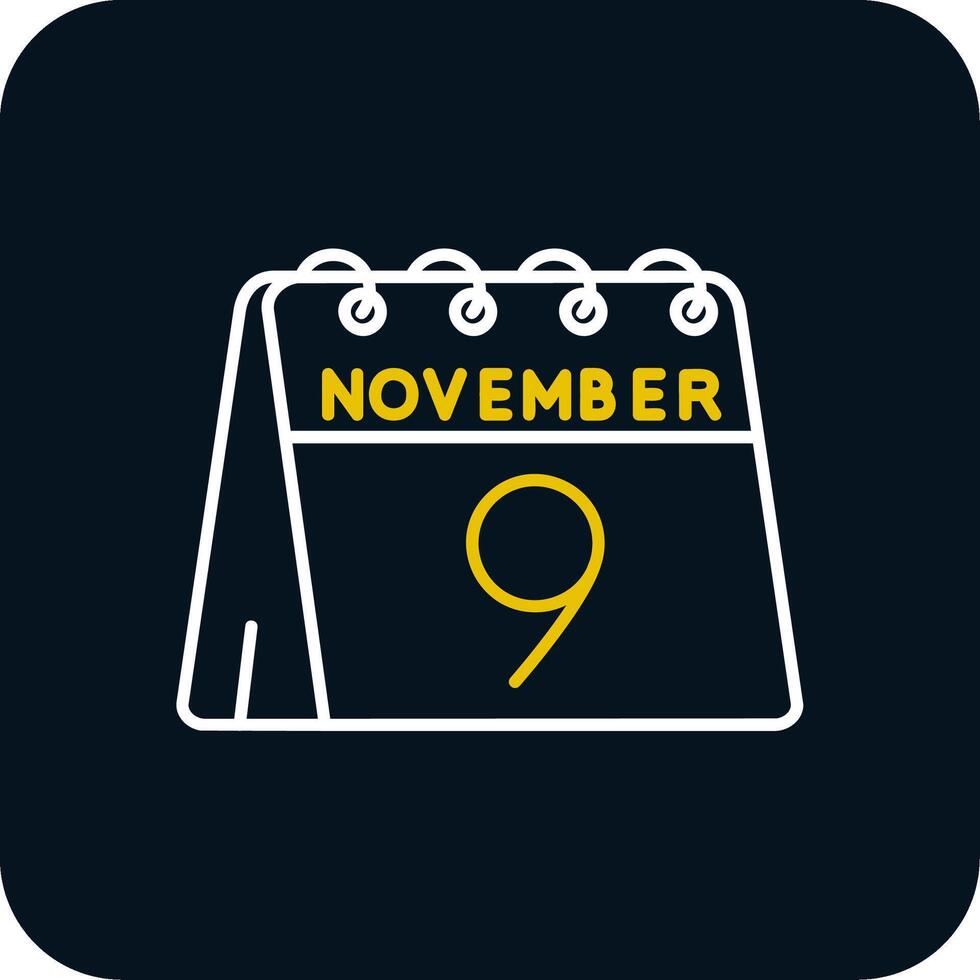 9 ° di novembre linea giallo bianca icona vettore
