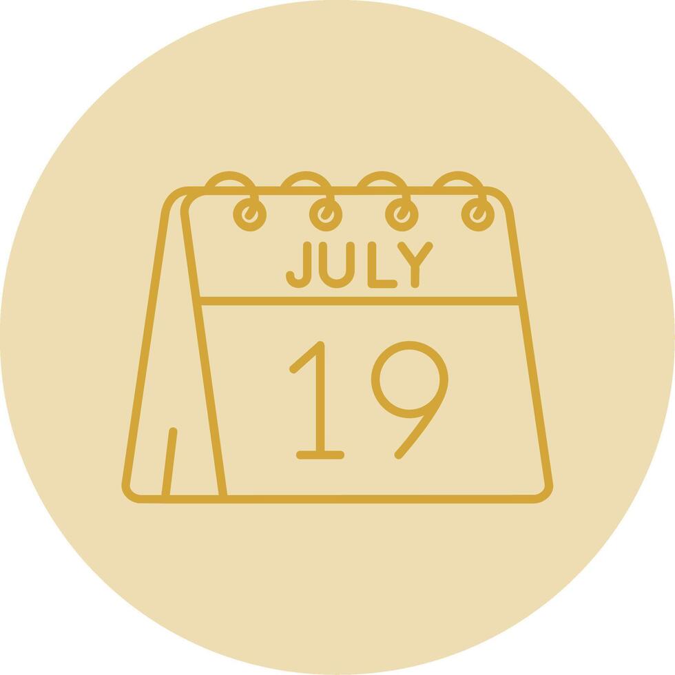 19 di luglio linea giallo cerchio icona vettore